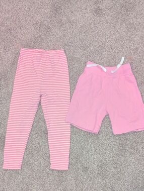 Hanna Andersson Pink Girls Leggings & Shorts Set 4yrs